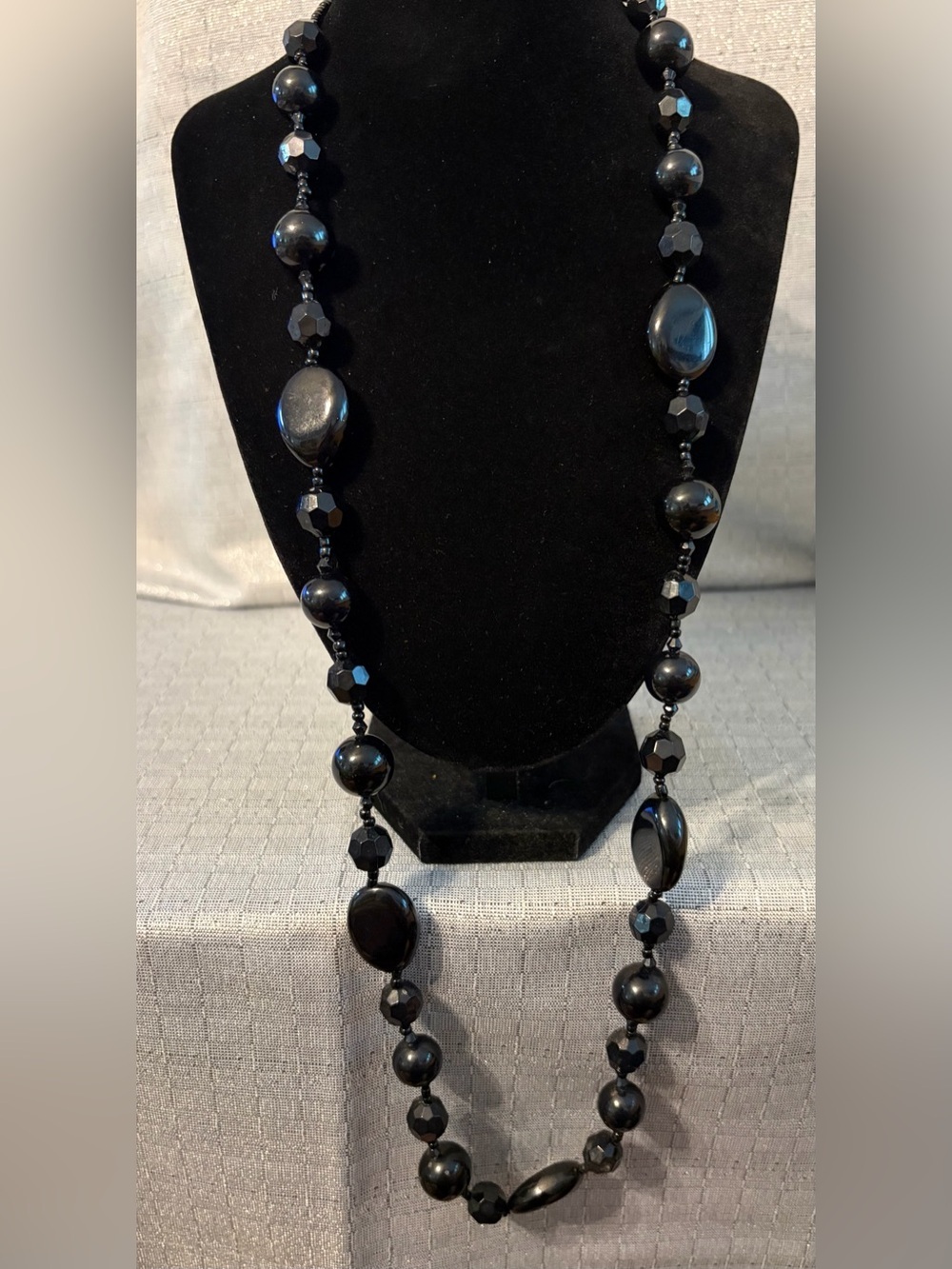 Elegant Black Beaded Long Necklace - Women Jewelry